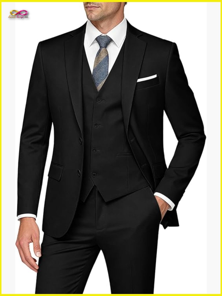 Slim Fit Three Piece Suit Set Modern Classic Business Wedding Formal Attire